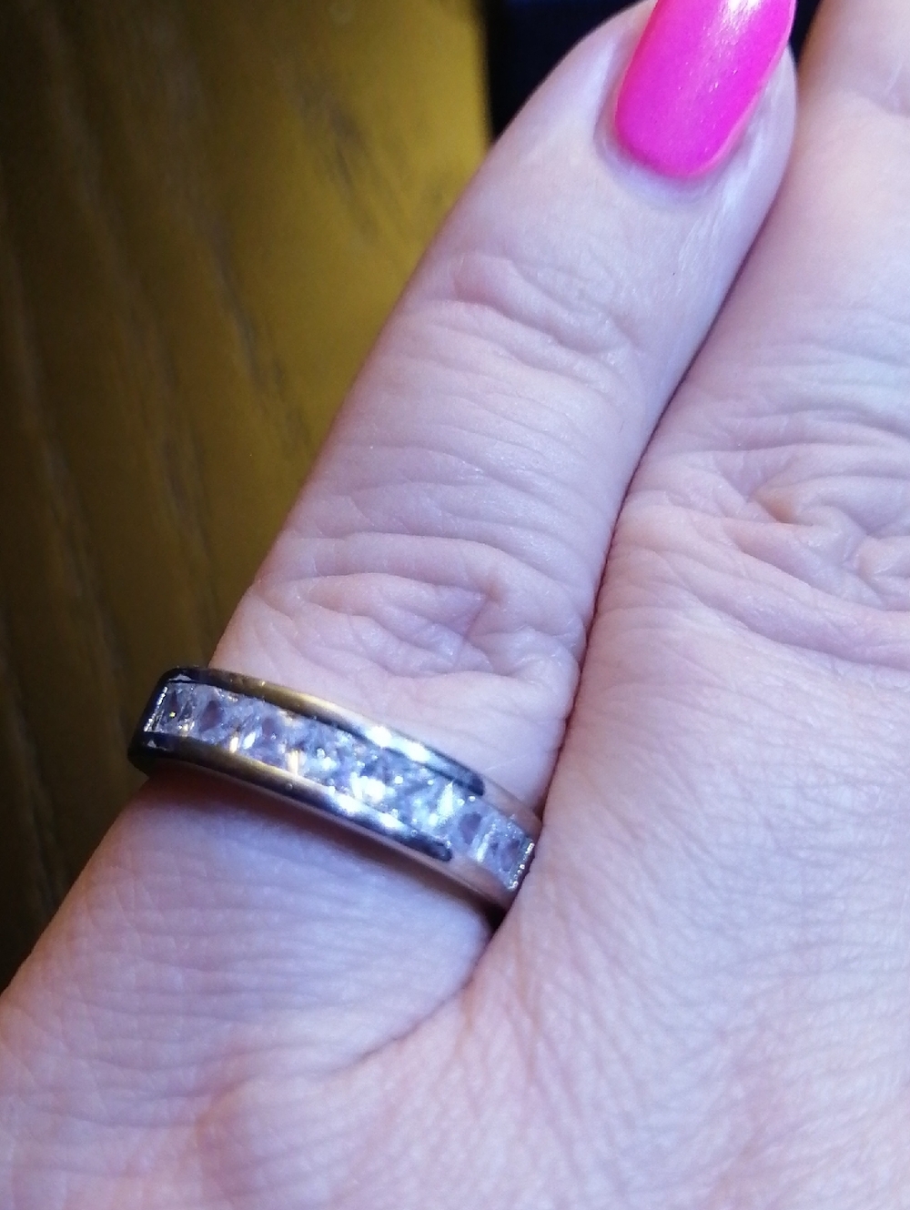 Sparkling Cubic Zirconia Channel Band/ Promise/ Pinky/ Engagement Ring Size 6.75